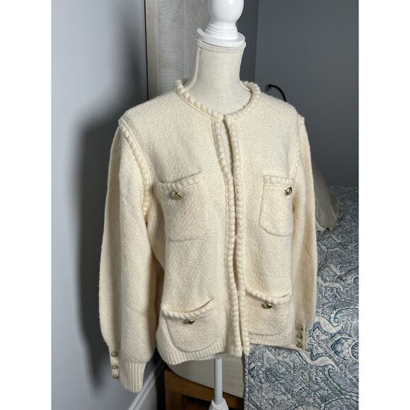 J. Crew Odette sweater lady jacket with jewel buttons size large - Picture 3 of 8